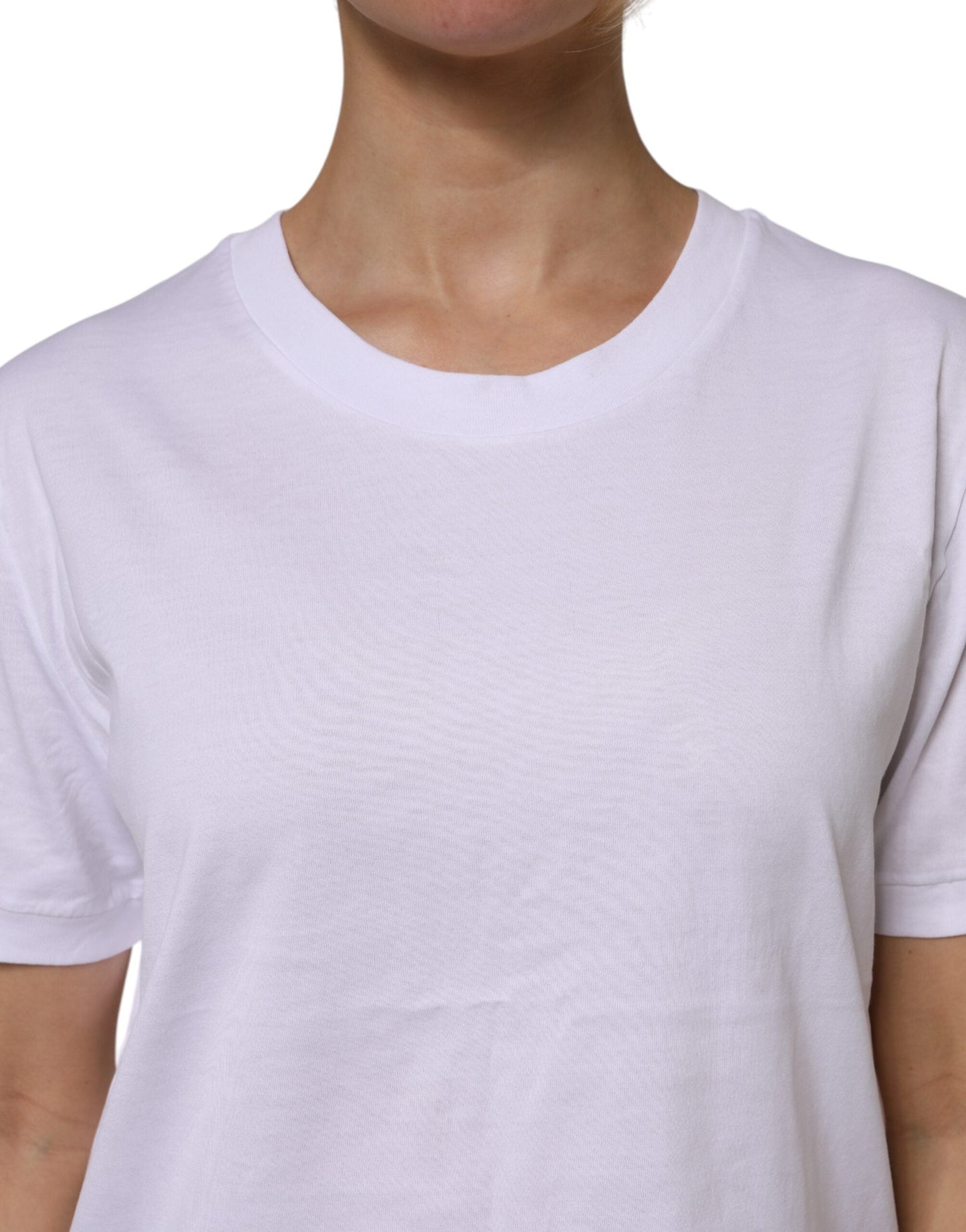 Dolce & Gabbana White Cotton Short Sleeve Round Neck Women's T-shirt ()