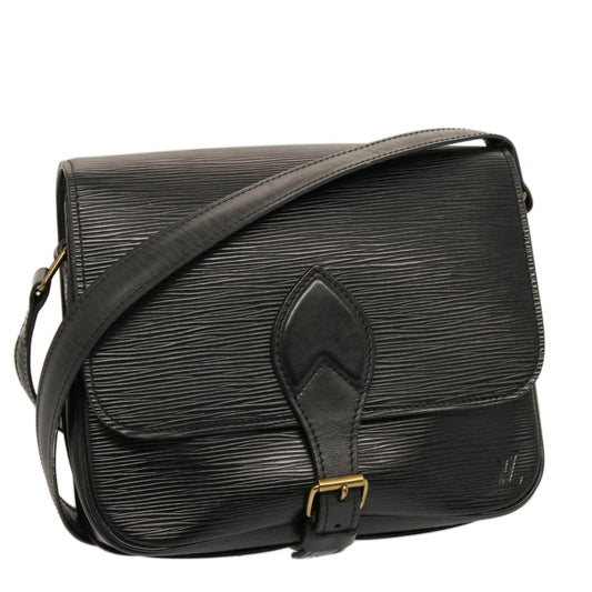 LOUIS VUITTON Epi Cartouchiere MM Shoulder Bag Black Noir M52242 LV 75460