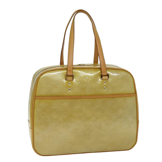 LOUIS VUITTON Monogram Vernis Sutton Boston Bag Beige M91139 LV 75504