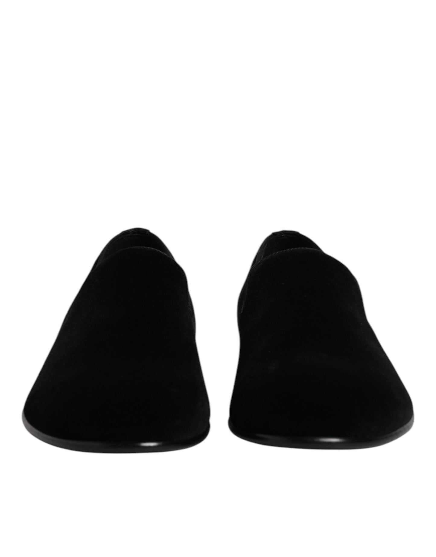 Dolce & Gabbana Black Velvet Slip On Loafers Formal Men's Shoes