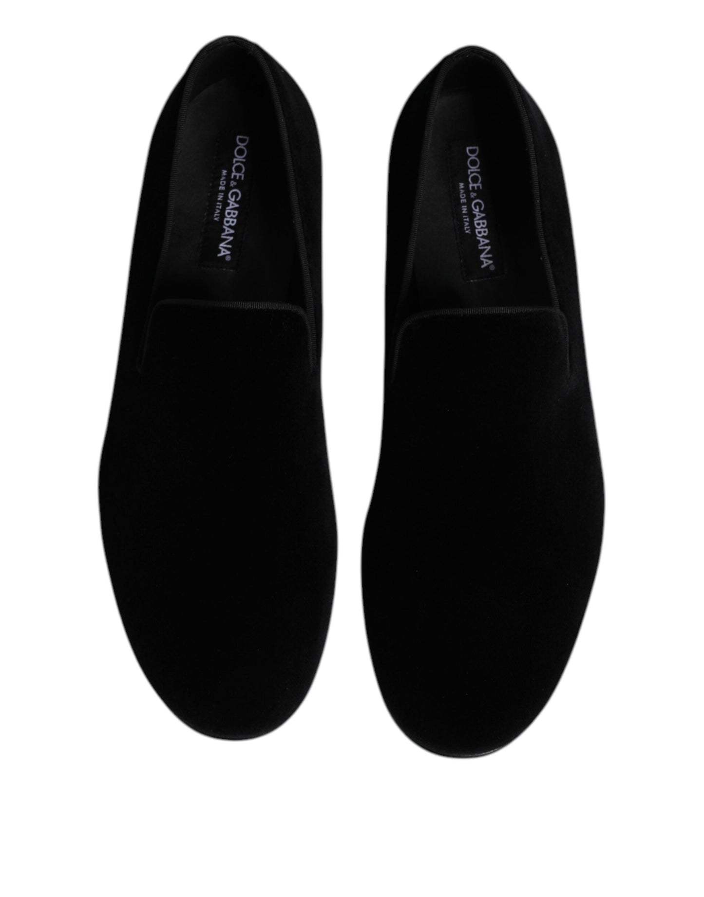 Dolce & Gabbana Black Velvet Slip On Loafers Formal Men's Shoes