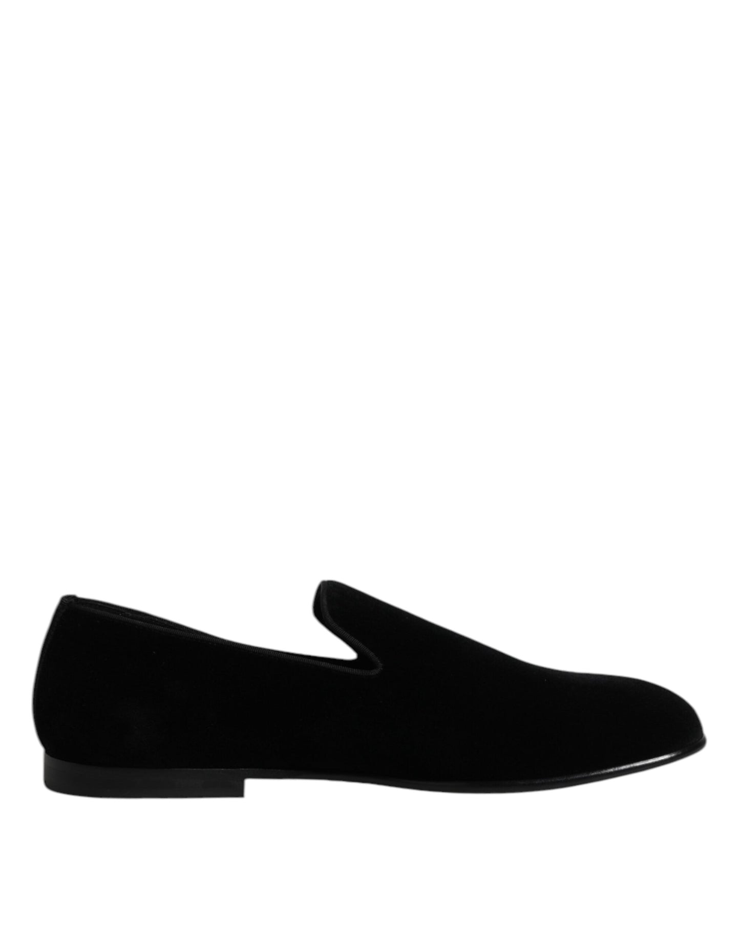 Dolce & Gabbana Black Velvet Slip On Loafers Formal Men's Shoes