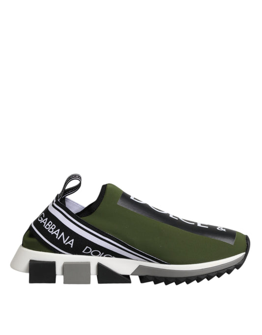 Dolce & Gabbana Green Black Slip On Sorrento Sneakers Men's Shoes
