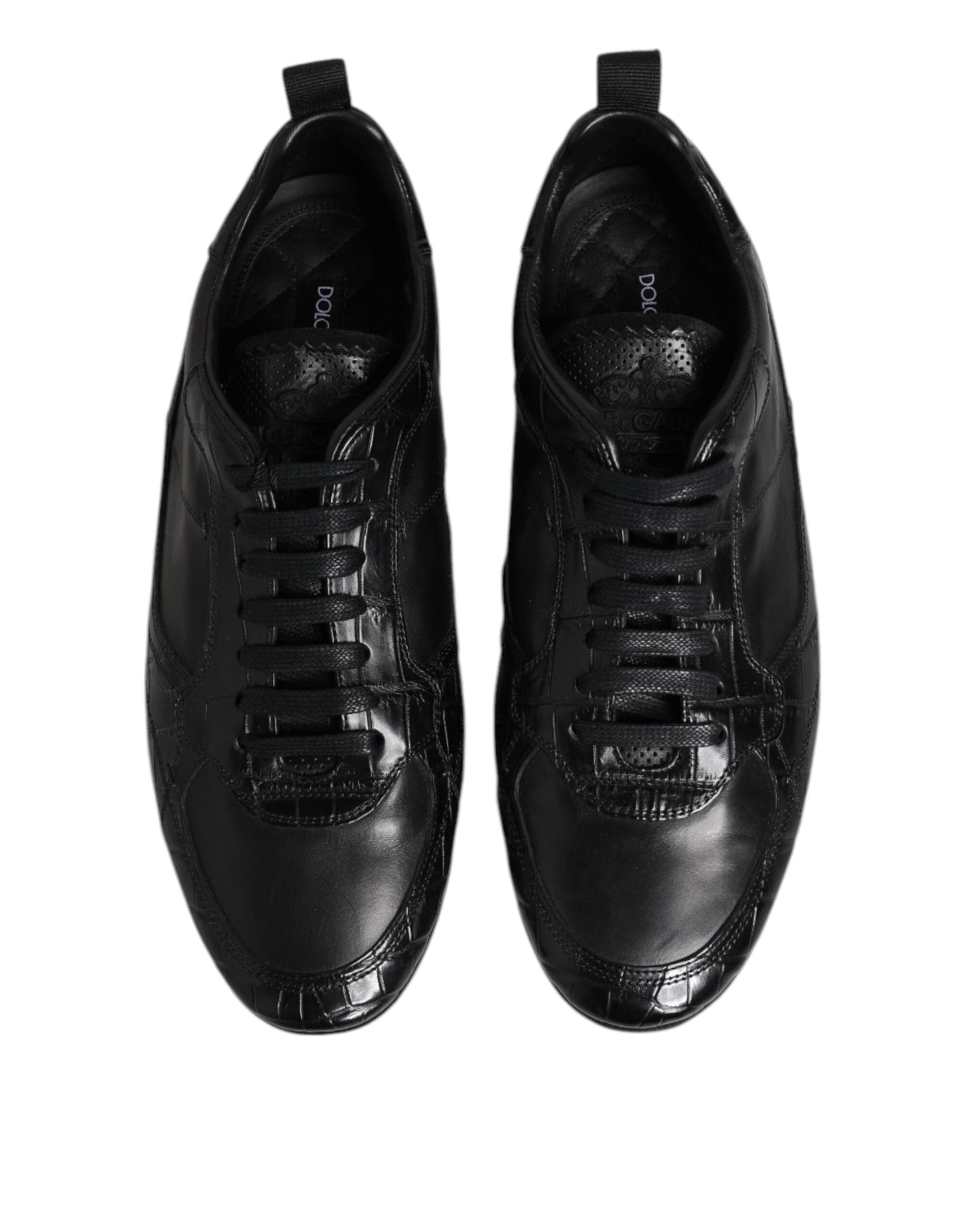 Dolce & Gabbana Black Exotic Leather Low Top Sneakers Men's Shoes