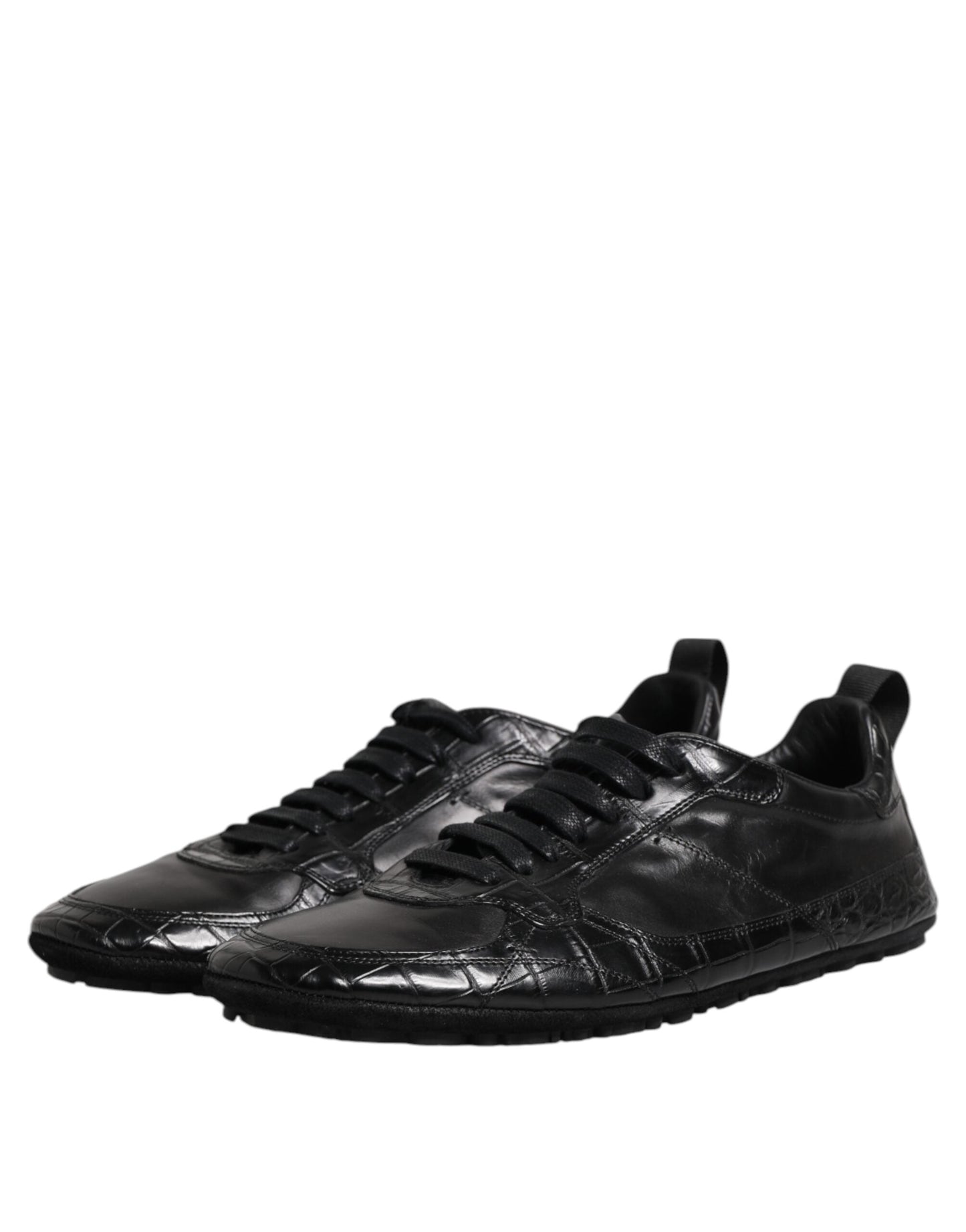 Dolce & Gabbana Black Exotic Leather Low Top Sneakers Men's Shoes