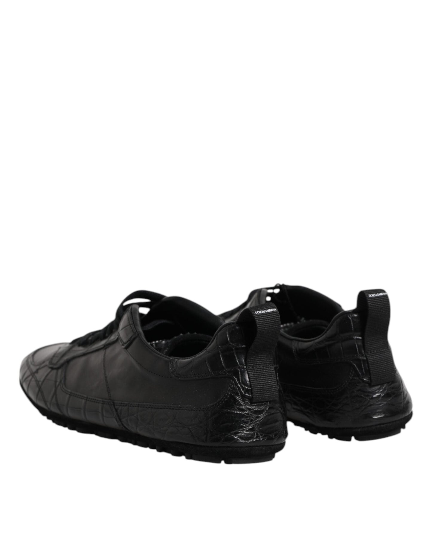 Dolce & Gabbana Black Exotic Leather Low Top Sneakers Men's Shoes