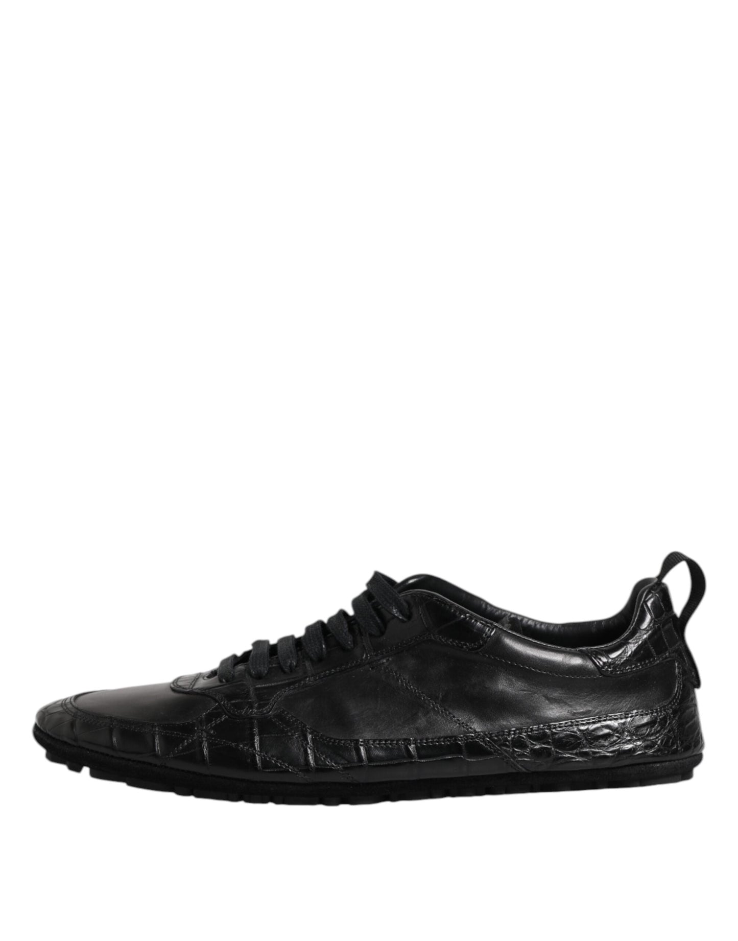 Dolce & Gabbana Black Exotic Leather Low Top Sneakers Men's Shoes