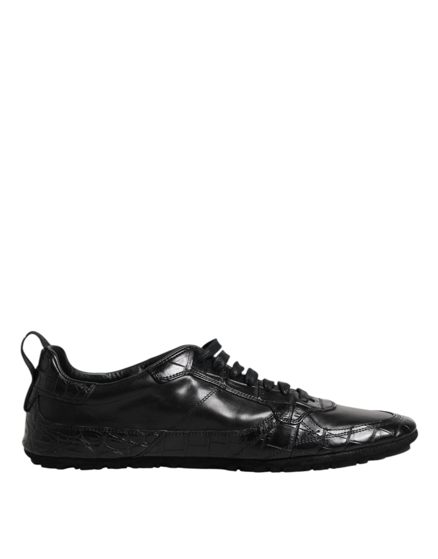 Dolce & Gabbana Black Exotic Leather Low Top Sneakers Men's Shoes