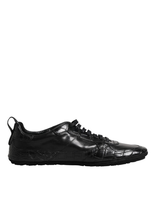 Dolce & Gabbana Black Exotic Leather Low Top Sneakers Men's Shoes