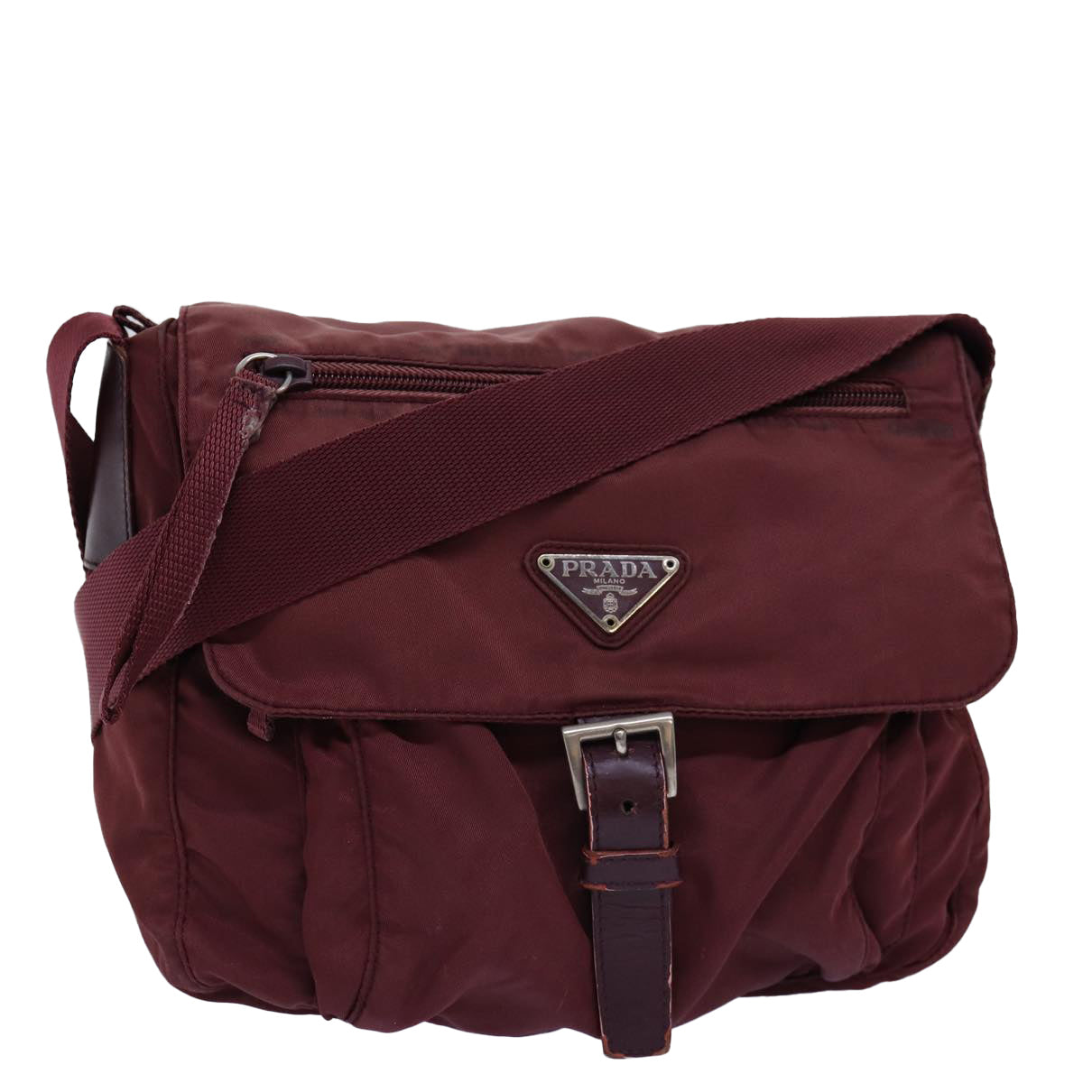 PRADA Shoulder Bag Nylon Bordeaux  75636