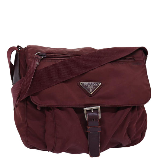 PRADA Shoulder Bag Nylon Bordeaux  75636