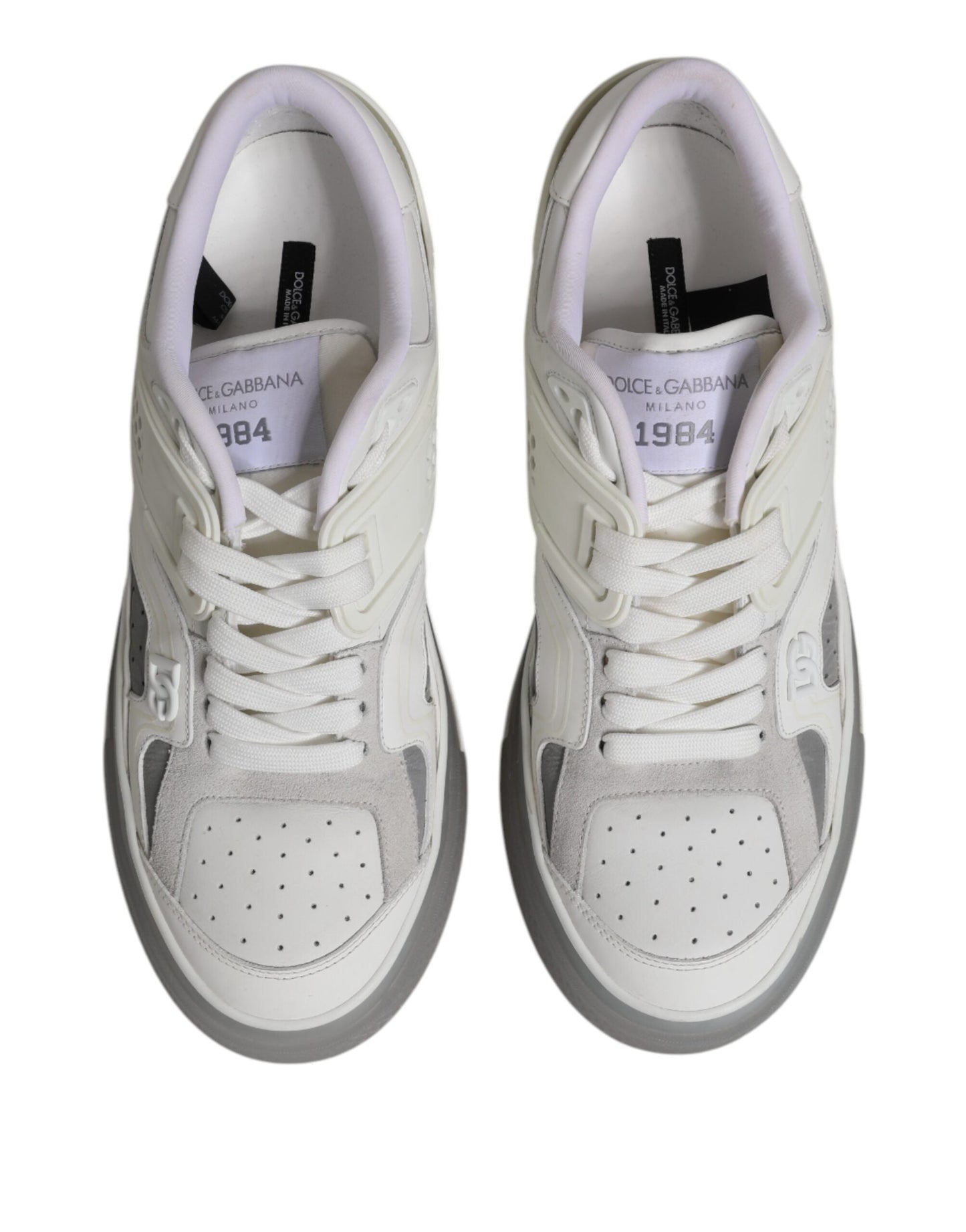 Dolce & Gabbana White Low Top DG Embossed Men Sneakers Men's Shoes ()