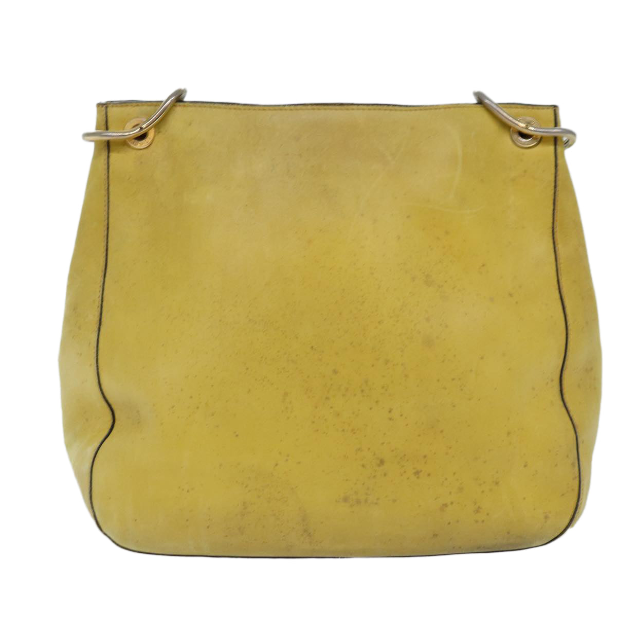 PRADA Chain Shoulder Bag Leather Yellow  75696