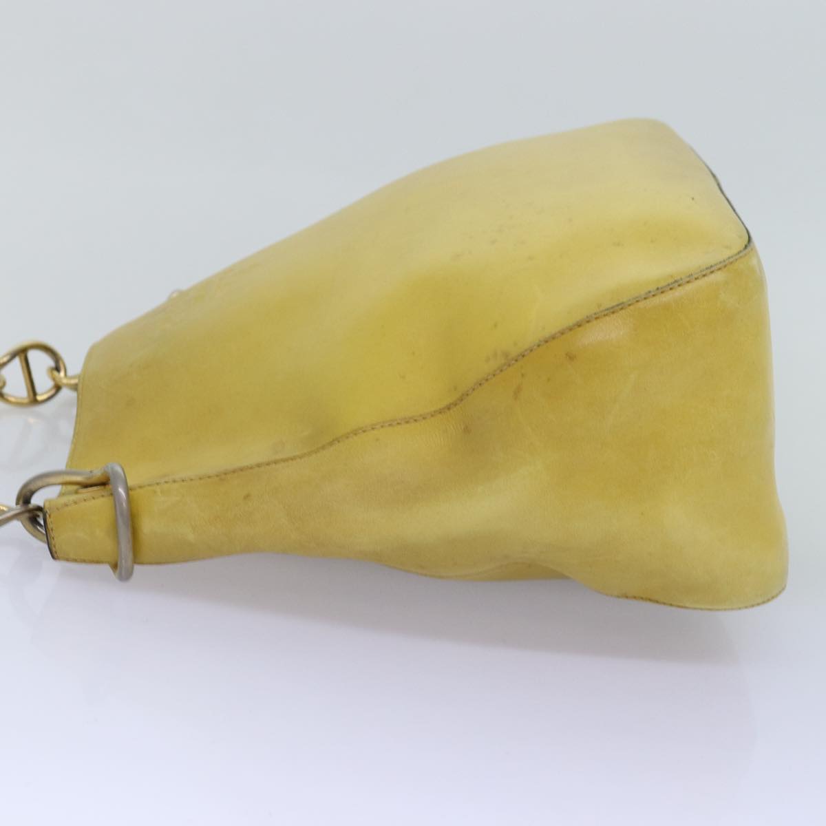 PRADA Chain Shoulder Bag Leather Yellow  75696