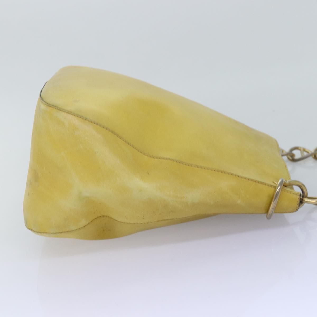 PRADA Chain Shoulder Bag Leather Yellow  75696