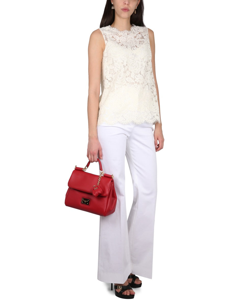 Dolce & Gabbana Women Logoed Stretch Lace Top