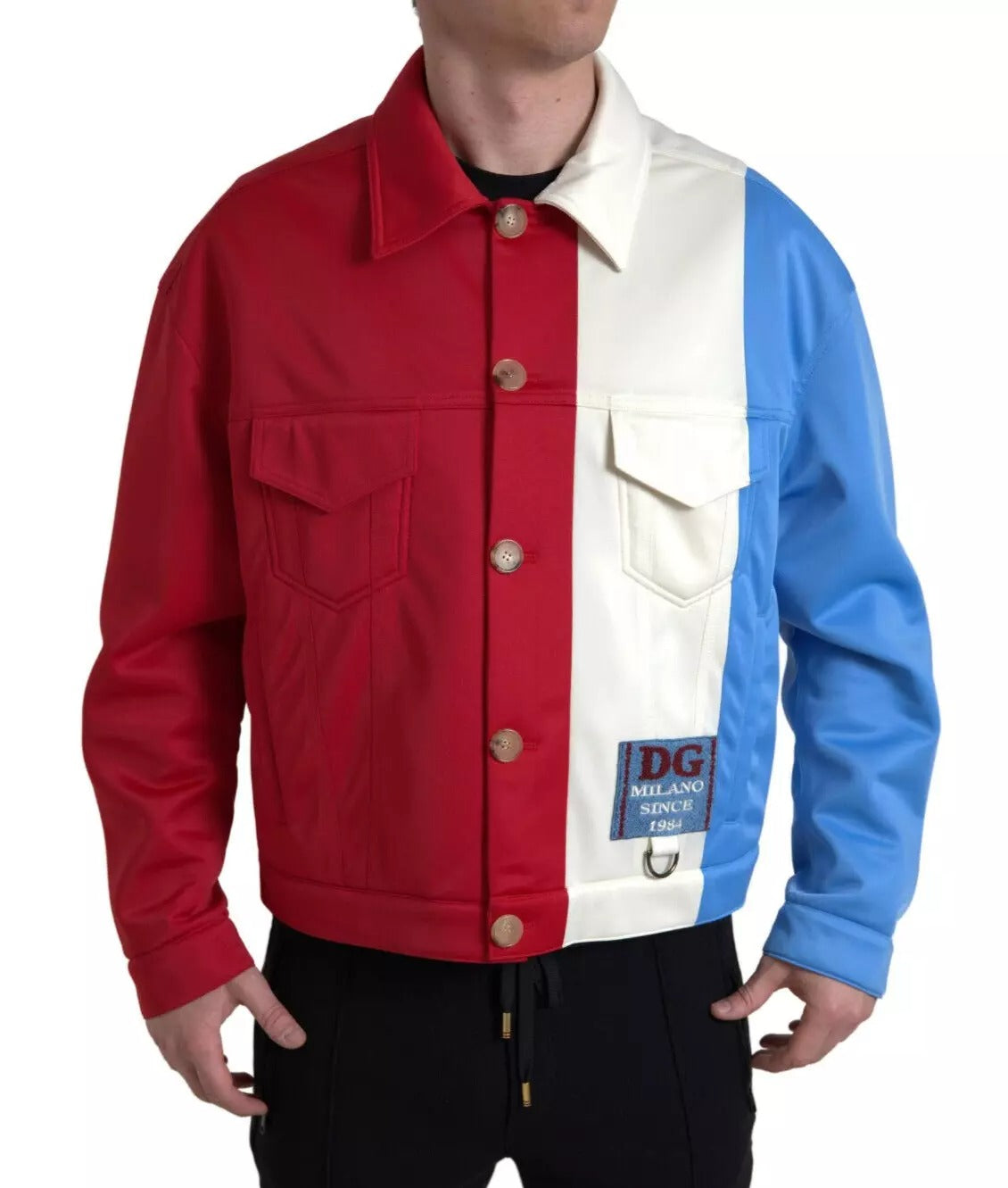 Dolce & Gabbana Multicolor Polyester Collar Short Men's Jacket ()