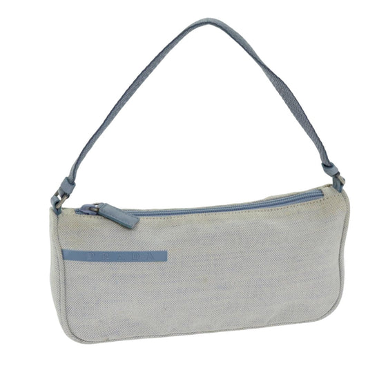 PRADA Accessory Pouch Canvas Light Blue  75801