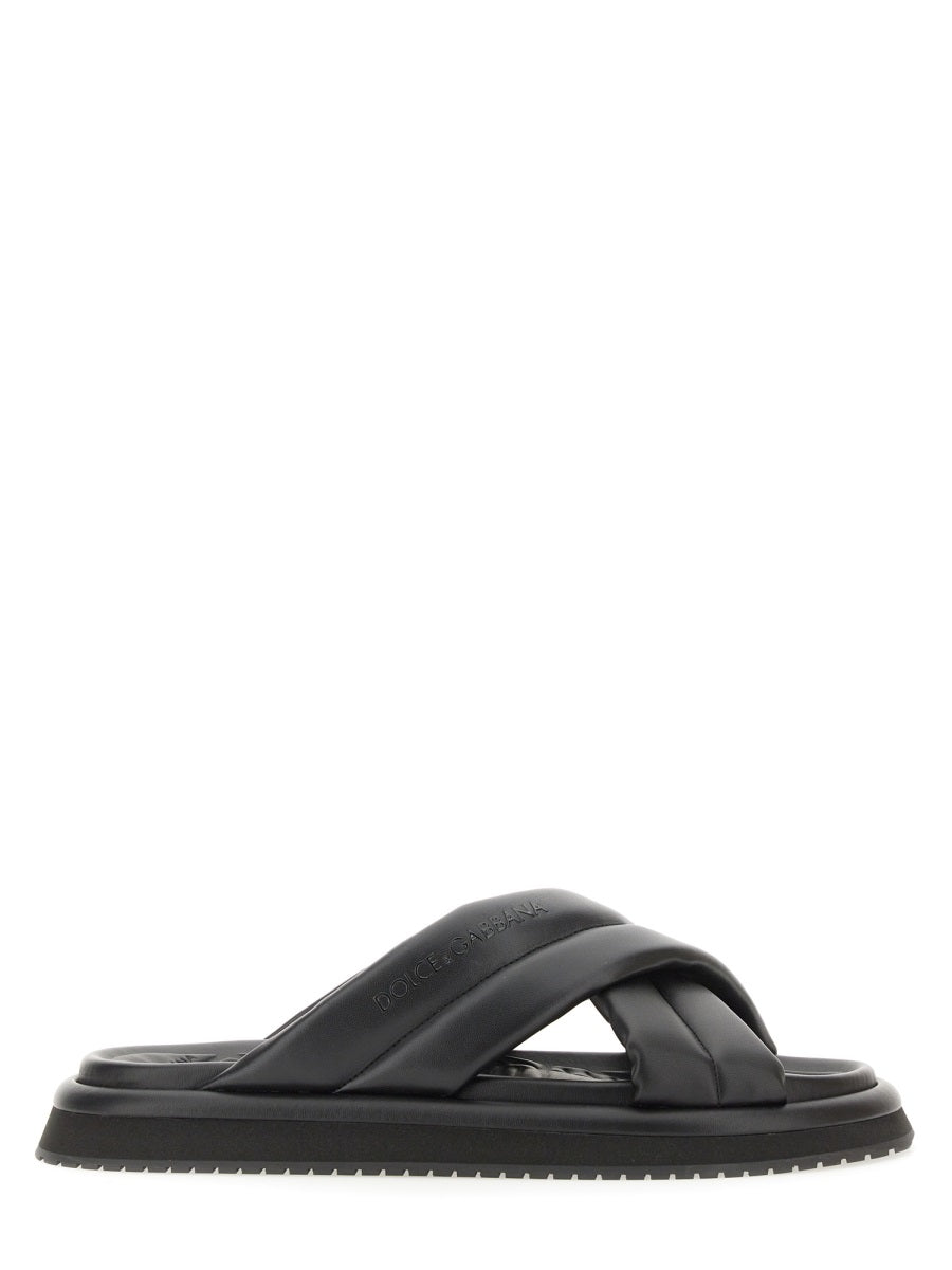 Dolce & Gabbana Men Nappa Effect Fabric Sandal
