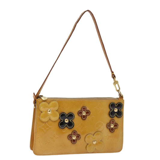 LOUIS VUITTON Monogram Vernis Lexington Pouch Flower Beige M92246 LV 75873