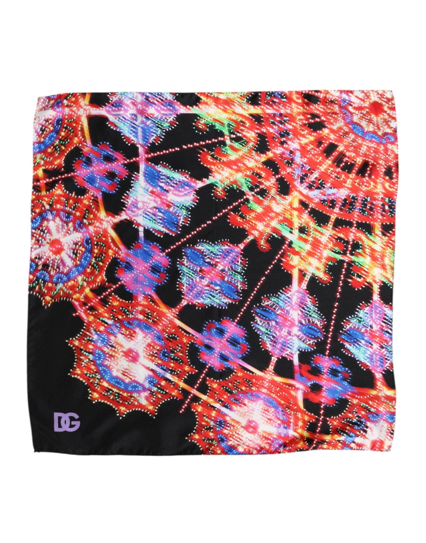 Dolce & Gabbana Black Multicolor Print Square Foulard Men's Scarf ()