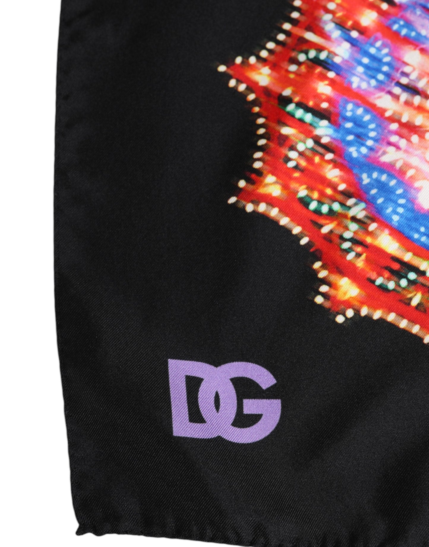 Dolce & Gabbana Black Multicolor Print Square Foulard Men's Scarf ()