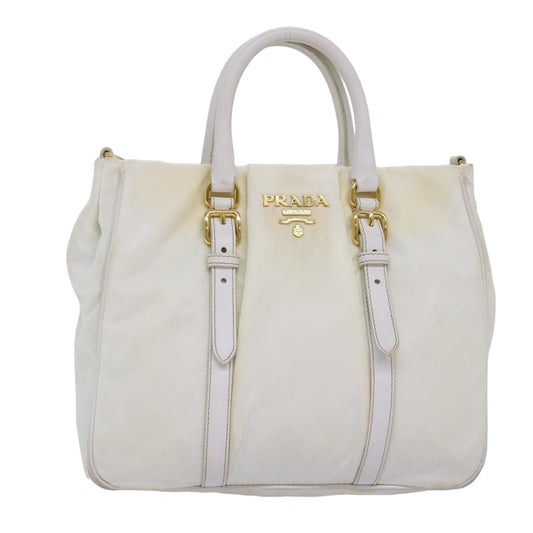 PRADA Hand Bag Nylon White  75995