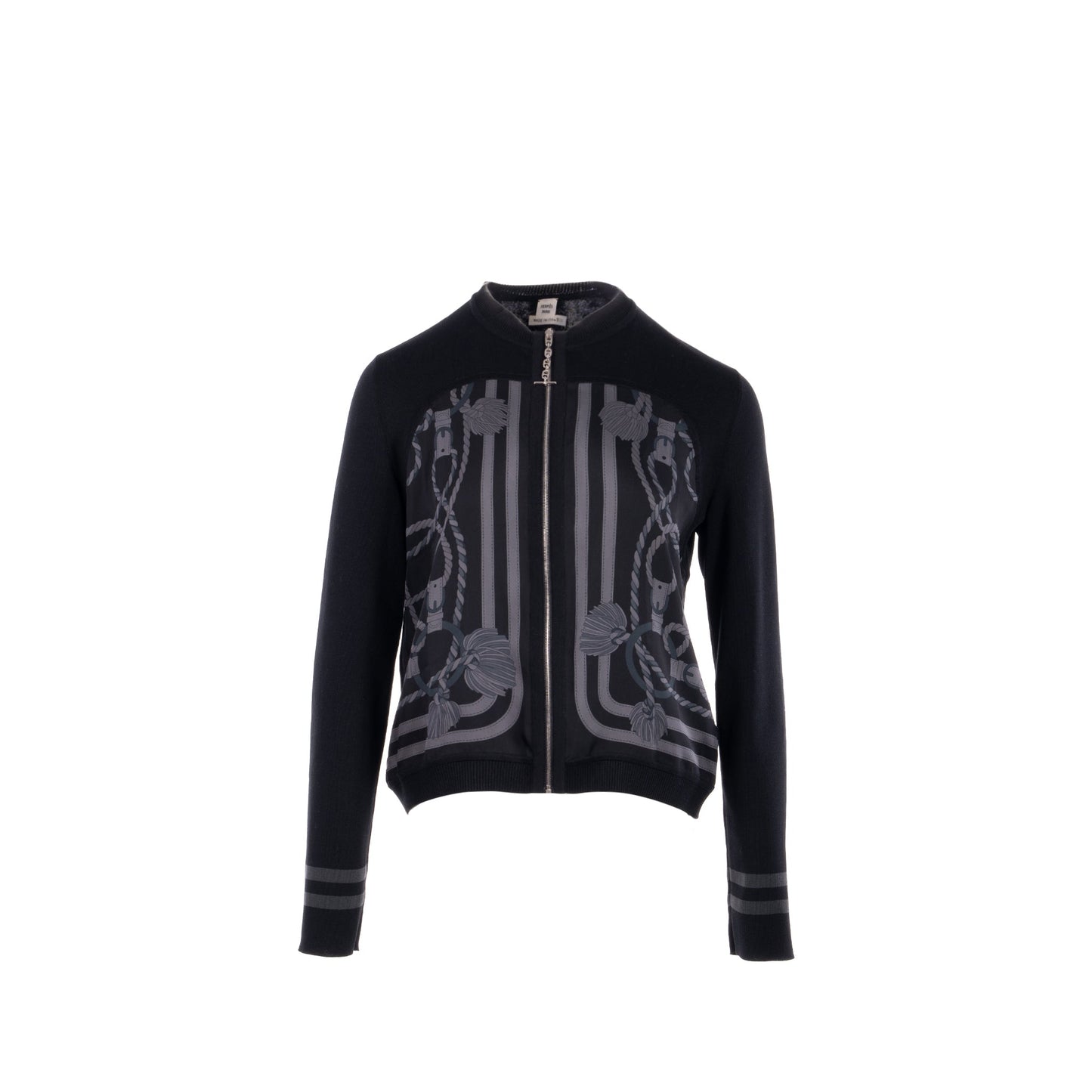 Hermes Size 38 Cardigan Zippe Twillaine Silk/Cotton Noir