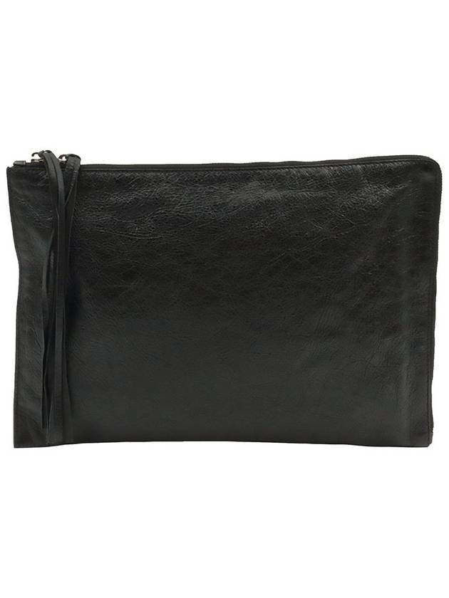 Balenciaga Black leather silver classic city motor clutch 362967