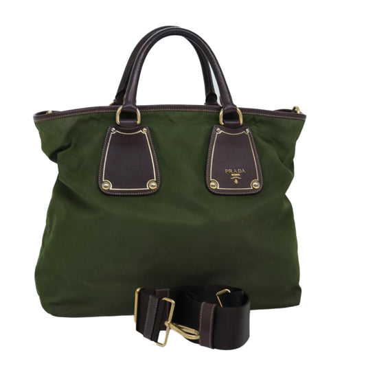 PRADA Hand Bag Nylon 2way Khaki  76128