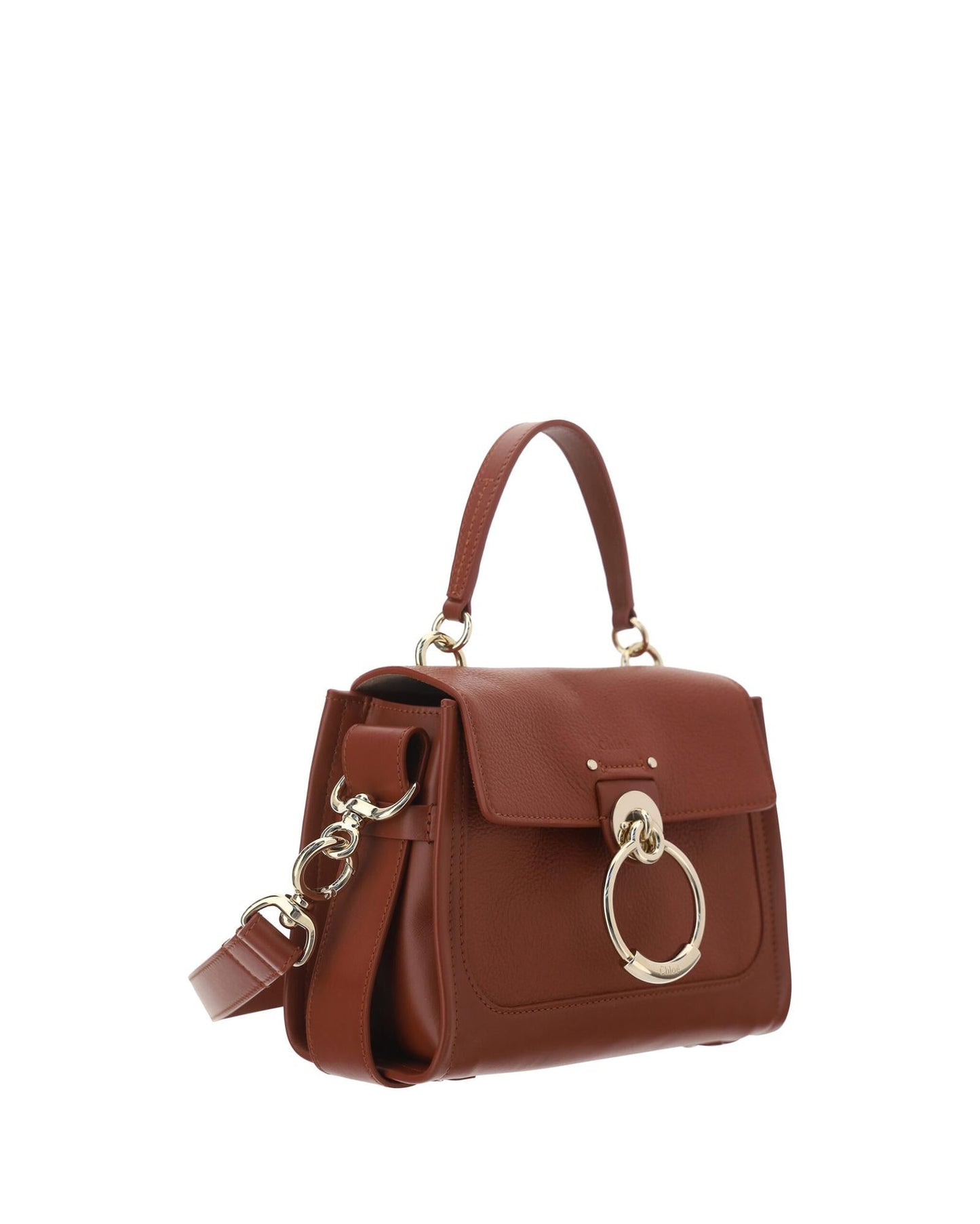 Chloe  Woody Small Leather Shoulder Bag Brown