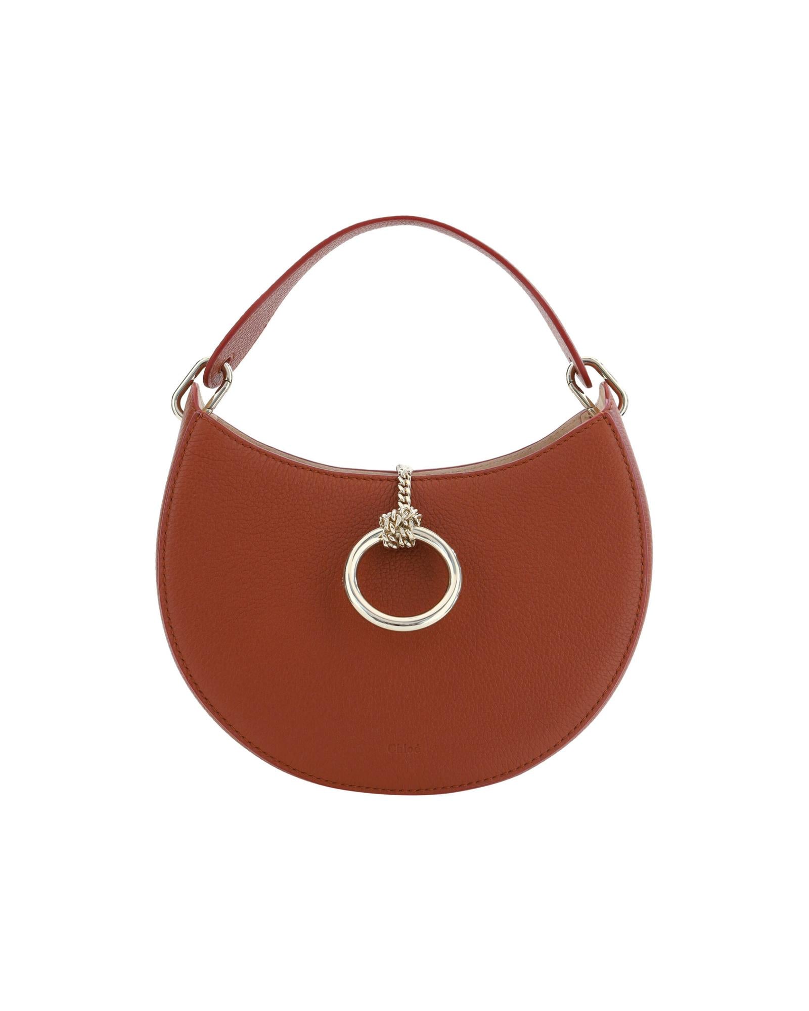 Chloe Leather Small Shoulder Bag with Gold Ring Closure ONE SIZE Brown