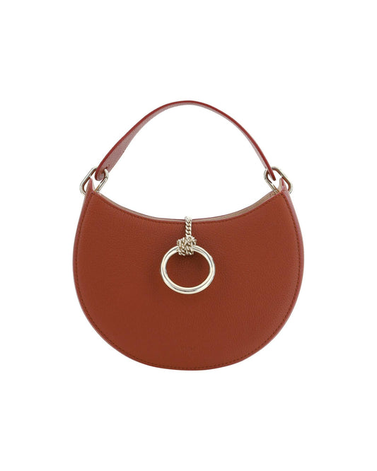 Chloe Leather Small Shoulder Bag with Gold Ring Closure ONE SIZE Brown