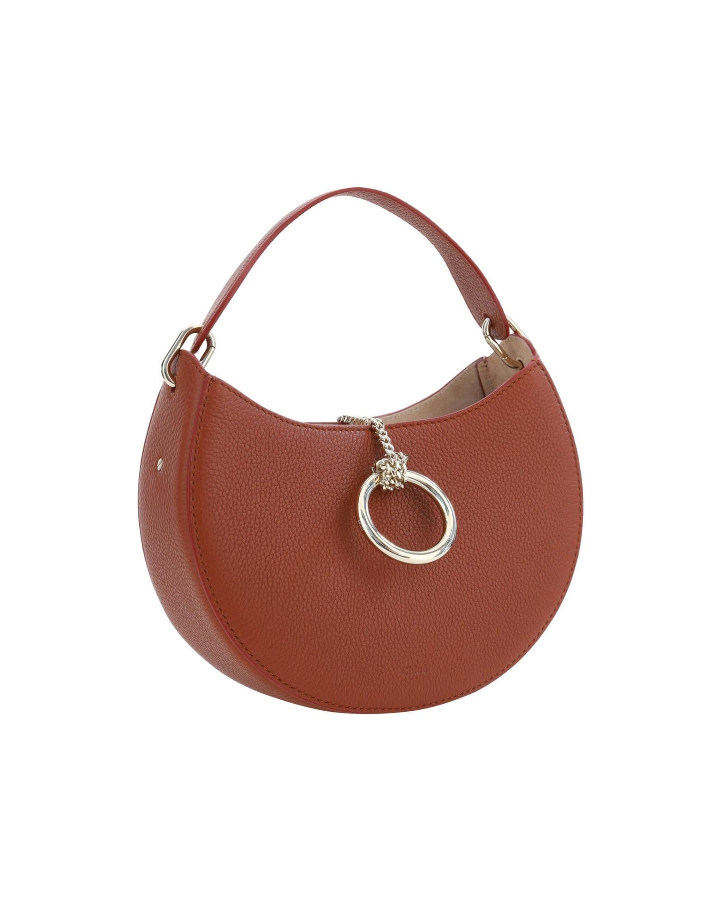 Chloe Leather Small Shoulder Bag with Gold Ring Closure