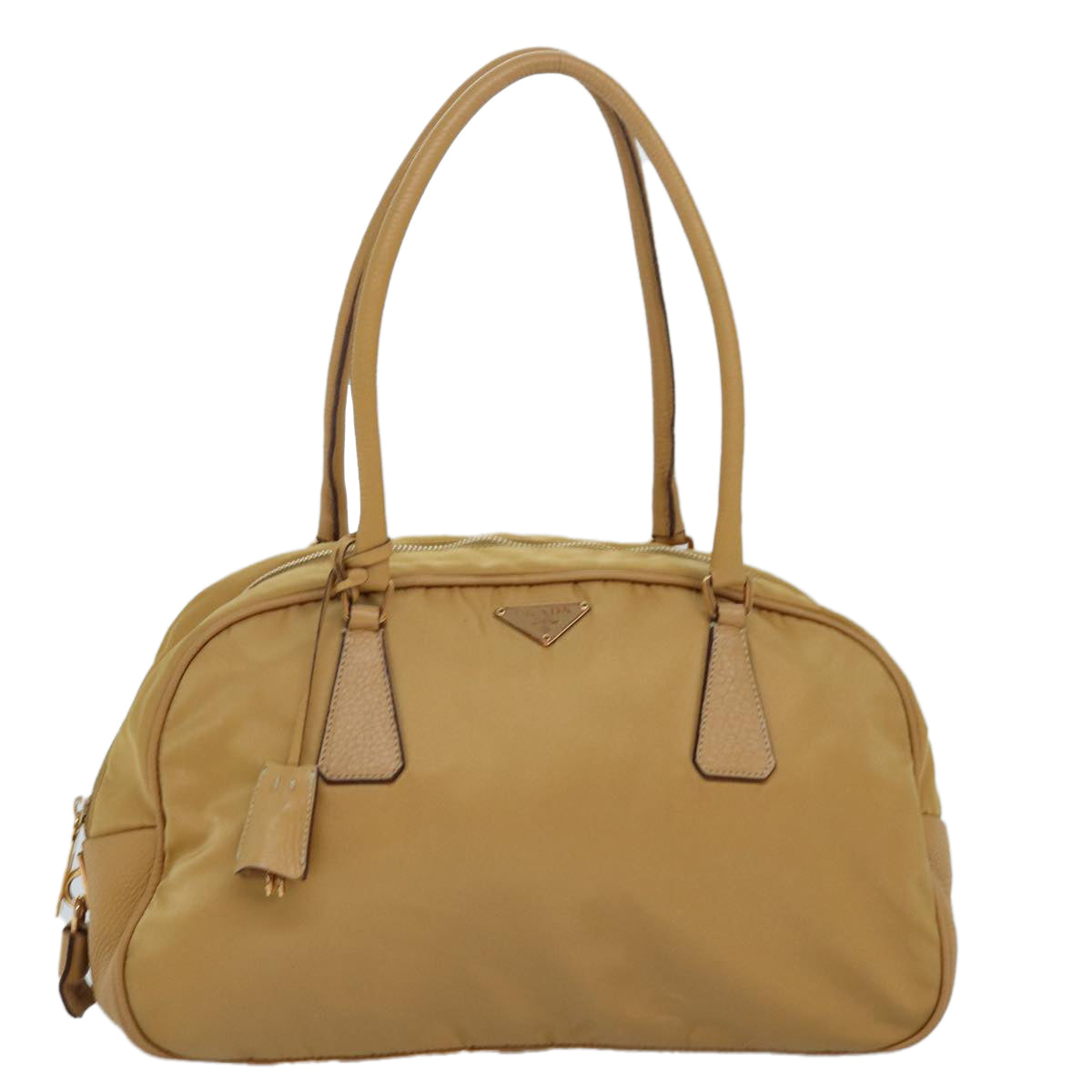 PRADA Shoulder Bag Nylon Leather Beige  76176