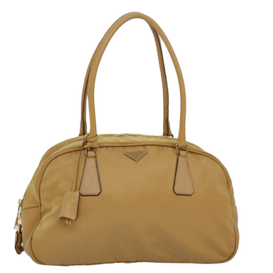 PRADA Shoulder Bag Nylon Leather Beige  76176