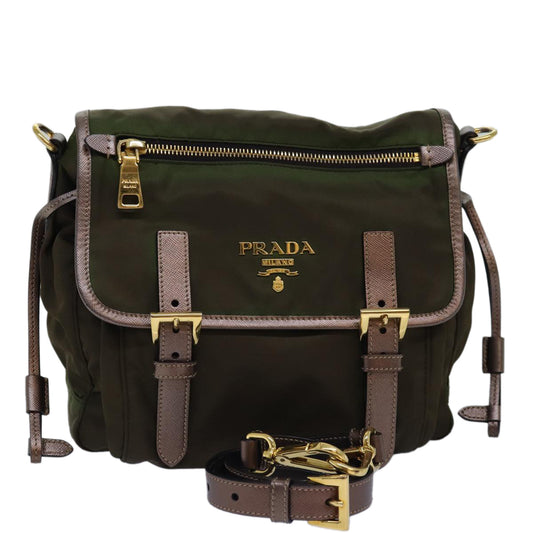 PRADA Shoulder Bag Nylon Khaki  76195