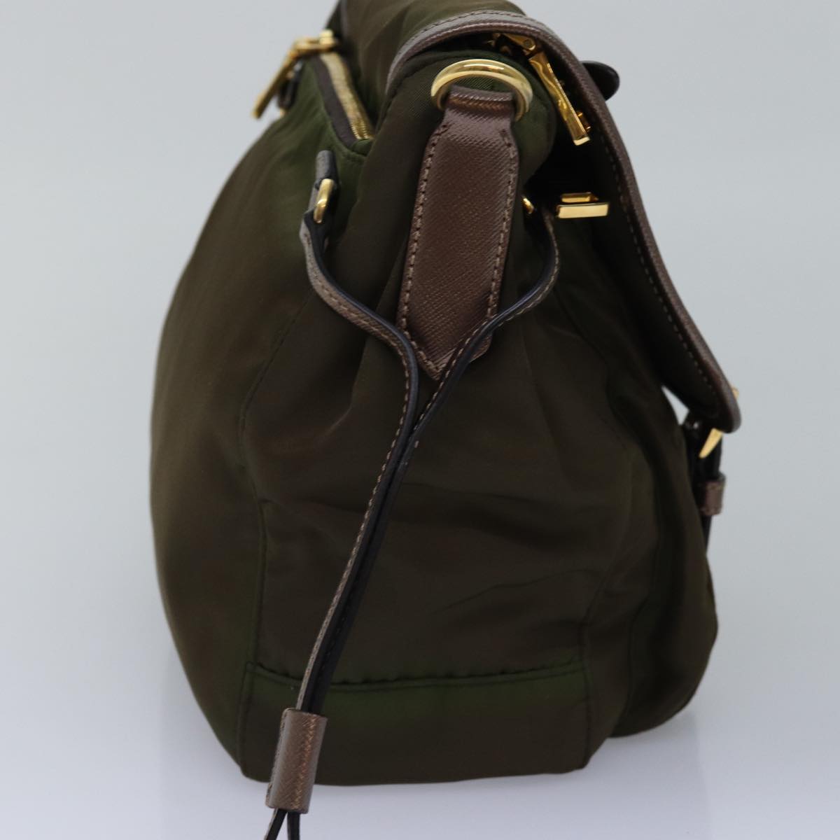 PRADA Shoulder Bag Nylon Khaki  76195