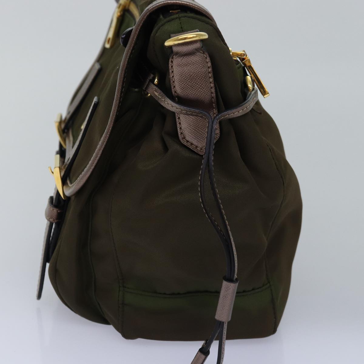 PRADA Shoulder Bag Nylon Khaki  76195