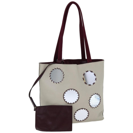 PRADA Tote Bag Leather Beige  76203