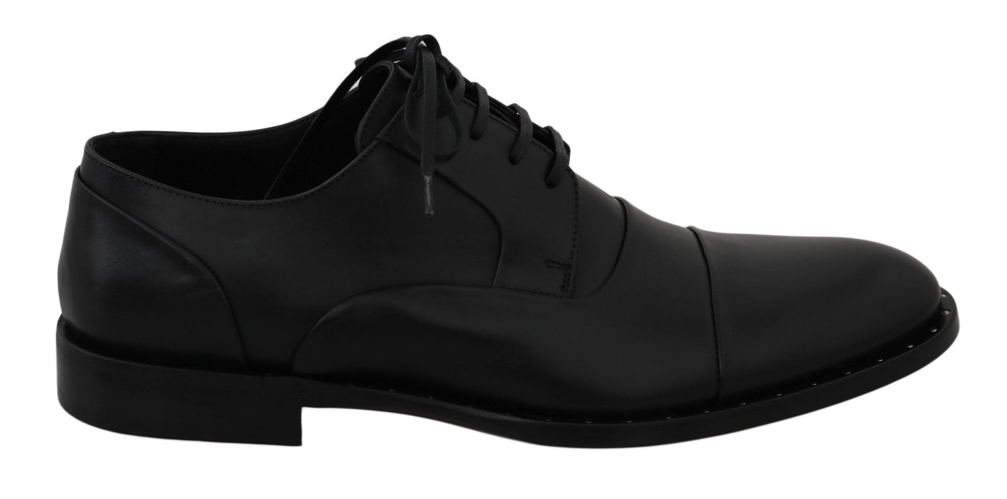 Dolce & Gabbana Black Leather Derby Formal Men's Shoes