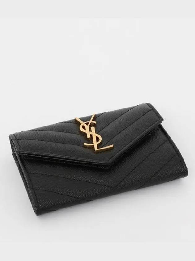 Saint Laurent Cassandre Matelasse Small Lambskin Card Wallet Black
