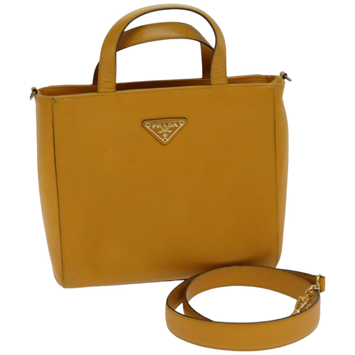 PRADA Hand Bag Safiano leather 2way Orange  76420