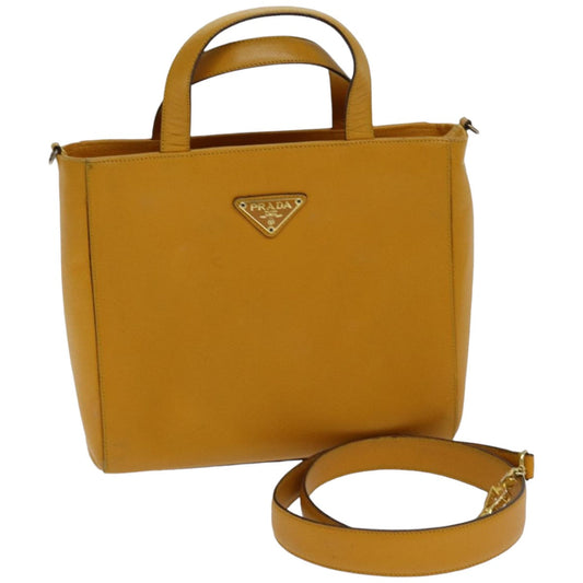 PRADA Hand Bag Safiano leather 2way Orange  76420