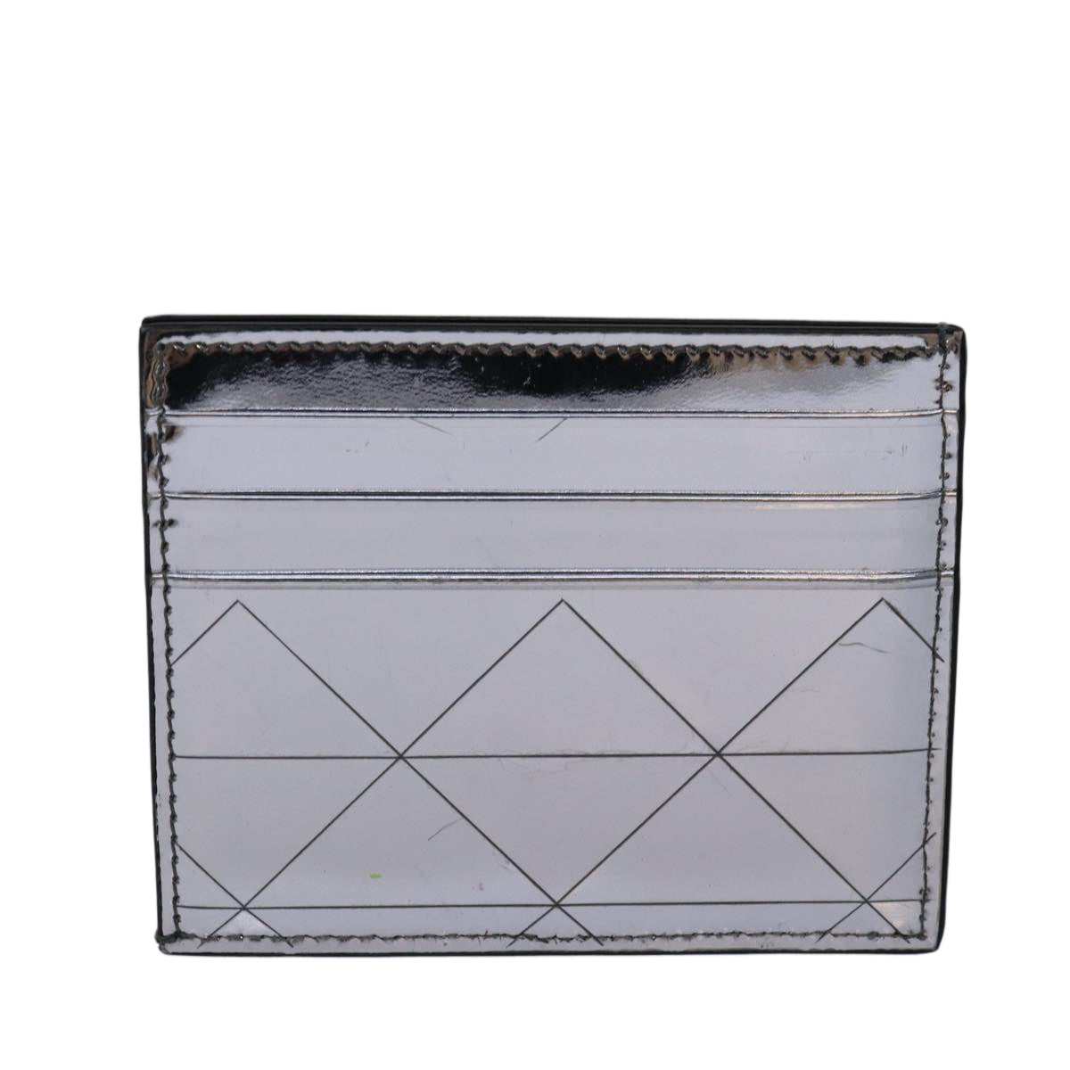 PRADA Card Case Metallic leather Silver  76442