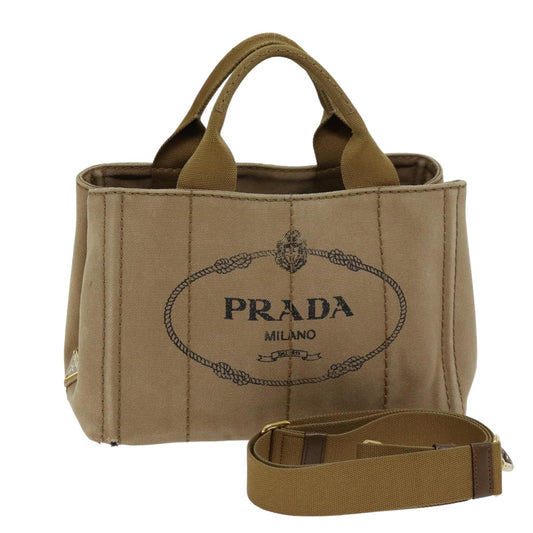 PRADA Canapa PM Hand Bag Canvas 2way Brown  76473