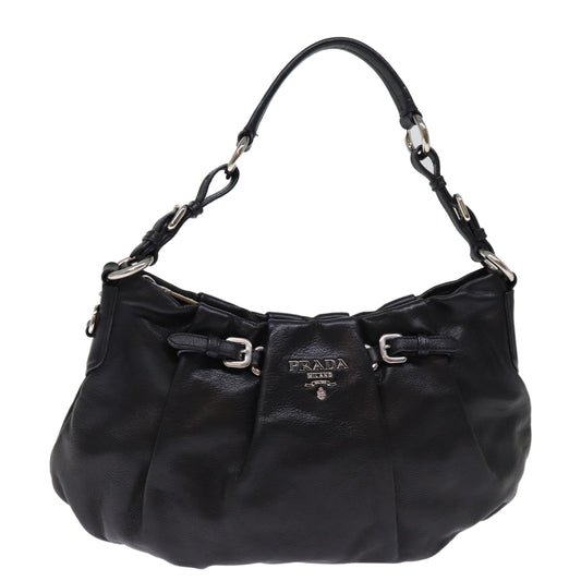 PRADA Shoulder Bag Leather Black  76572