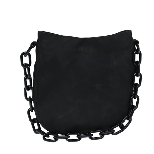 PRADA Chain Shoulder Bag Nylon Black  76582