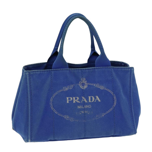 PRADA Canapa MM Hand Bag Canvas Blue  76639