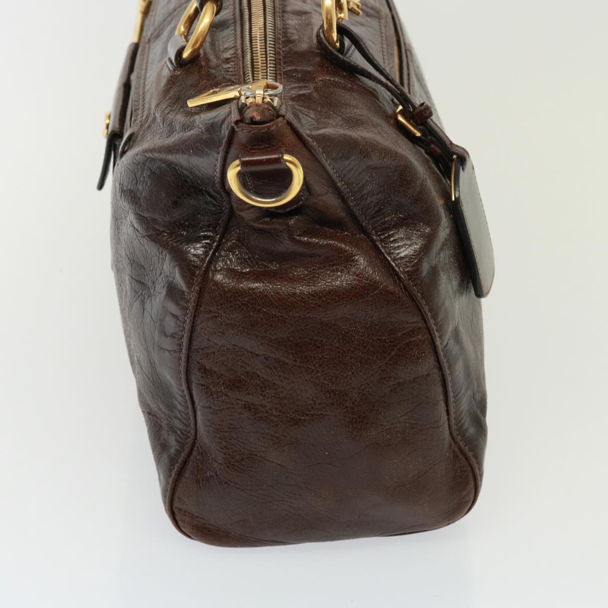 PRADA Hand Bag Leather Brown  76720